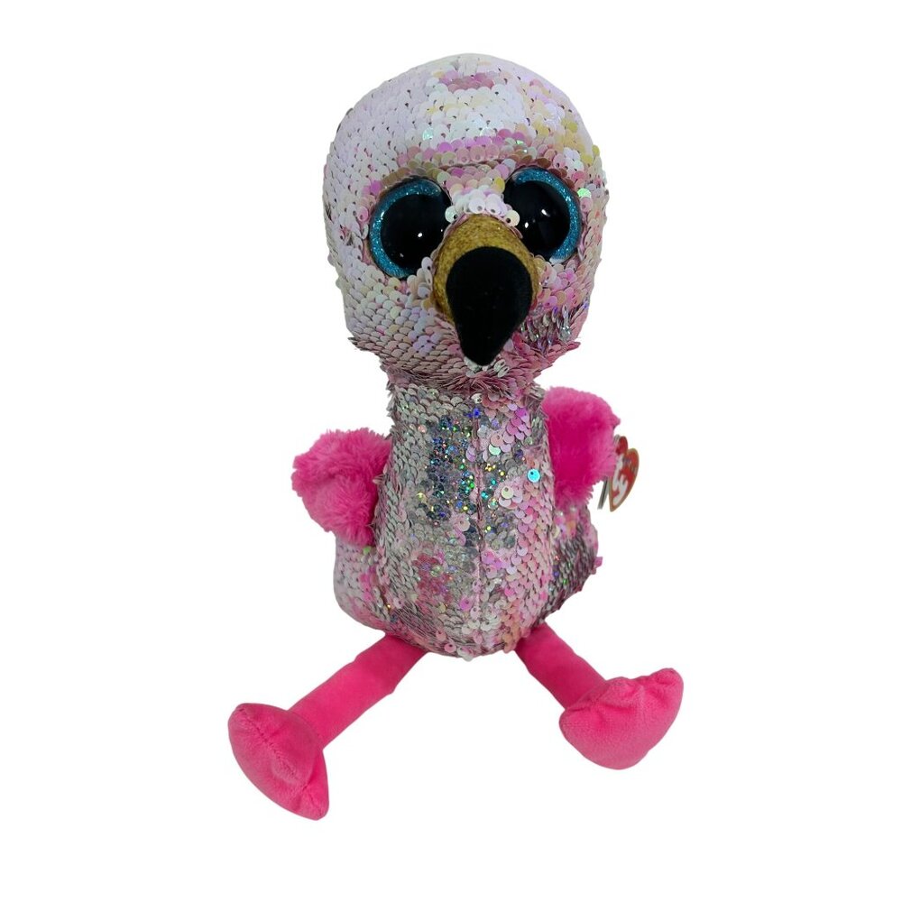 Ty Flippables Pinky Flamingo Beanie Babies Plush Toy Stuffed Animal Beanbag Kids